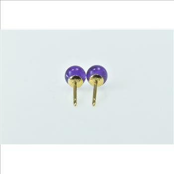 14K Round Amethyst Sphere Ball Stud Yellow Gold Earrings