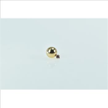 14K Round Ball Amethyst Accent Single Stud Yellow Gold Earring