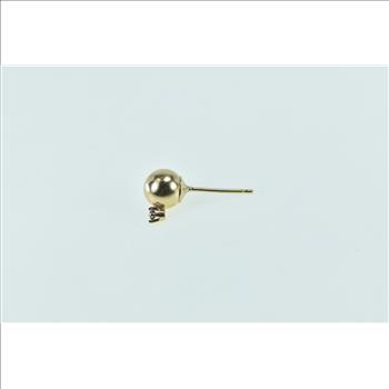 14K Round Ball Amethyst Accent Single Stud Yellow Gold Earring