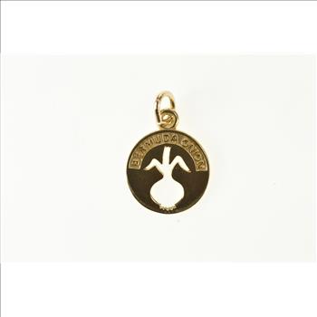 14K Round Bermuda Onion Cut Out Souvenir Yellow Gold Charm/Pendant