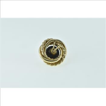 14K Round Black Onyx Ball Twist Spiral Single Stud Yellow Gold Earring