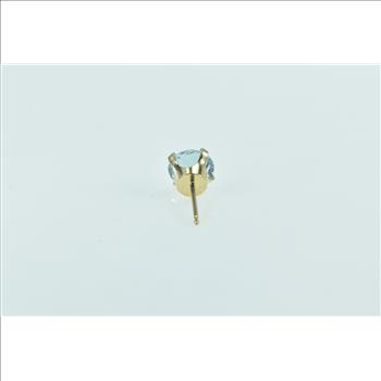 14K Round Blue CZ Solitaire Vintage Single Yellow Gold Earring