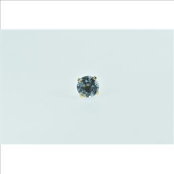 14K Round Blue CZ Solitaire Vintage Single Yellow Gold Earring