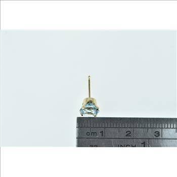 14K Round Blue CZ Solitaire Vintage Single Yellow Gold Earring