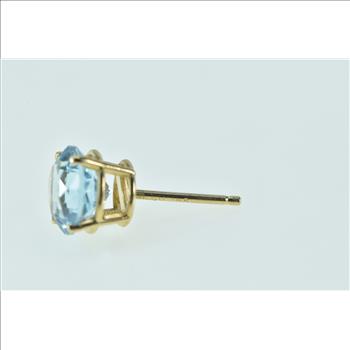 14K Round Blue Topaz Solitaire Single Stud Yellow Gold Earring