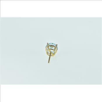 14K Round Blue Topaz Solitaire Single Stud Yellow Gold Earring