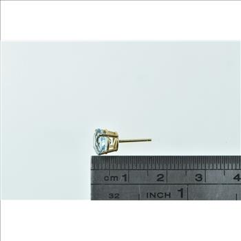 14K Round Blue Topaz Solitaire Single Stud Yellow Gold Earring