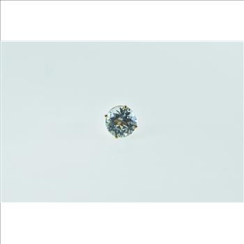 14K Round Blue Topaz Solitaire Single Stud Yellow Gold Earring