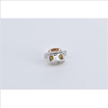 14K Round Citrine Ornate Slide Bracelet White Gold Charm/Pendant