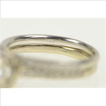 14K Round Halo Engagement Bridal Set Moissanite White Gold Ring, Size 8