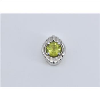 14K Round Peridot Ornate Slide Bracelet White Gold Charm/Pendant