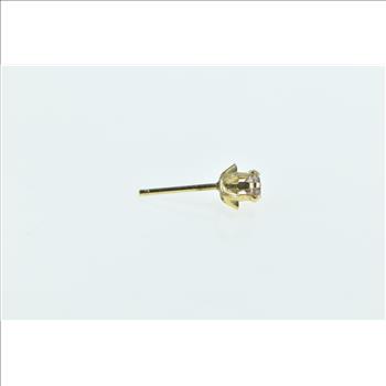 14K Round Pink Topaz Vintage Single Solitaire Stud Yellow Gold Earring
