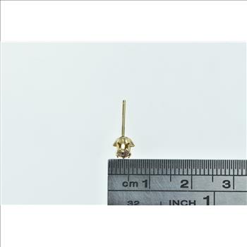 14K Round Pink Topaz Vintage Single Solitaire Stud Yellow Gold Earring