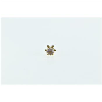 14K Round Pink Topaz Vintage Single Solitaire Stud Yellow Gold Earring