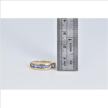 14K Round Tanzanite Fashion Stacking Band Yellow Gold Ring, Size 5