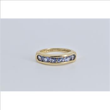 14K Round Tanzanite Fashion Stacking Band Yellow Gold Ring, Size 5