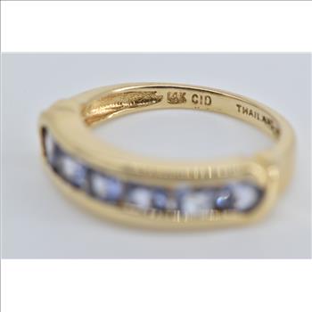 14K Round Tanzanite Fashion Stacking Band Yellow Gold Ring, Size 5