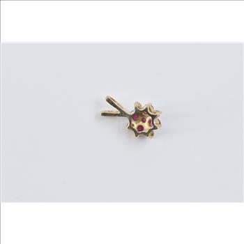 14K Ruby Diamond Flower Cluster Vintage Yellow Gold Pendant
