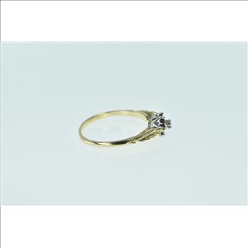 14K Ruby Diamond Flower Leaf Vintage Promise Yellow Gold Ring, Size 7