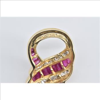 14K Ruby Diamond Infinity Forever Symbol Slide Yellow Gold Pendant
