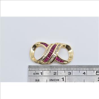 14K Ruby Diamond Infinity Forever Symbol Slide Yellow Gold Pendant