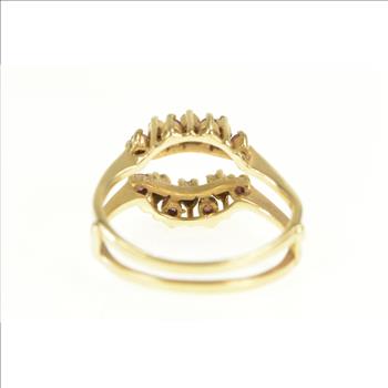 14K Ruby Diamond Wrap Curved Wedding Band Yellow Gold Ring, Size 7.25