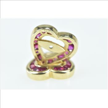 14K Ruby Heart Love Symbol Stud Enhancer Yellow Gold Earring Jackets