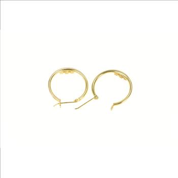 14K Ruby Inset Classic Statement 19.1mm Hoop Yellow Gold Earrings