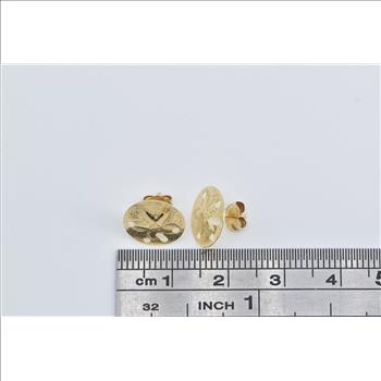 14K Sand Dollar Sea Shell Beach Ocean Motif Stud White Gold Earrings