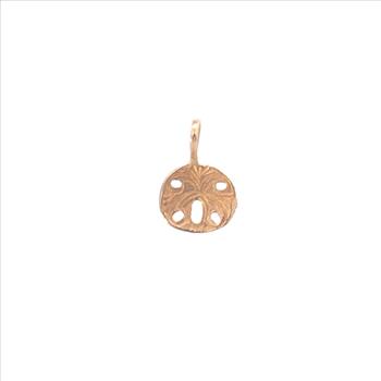 14K Sand Dollar Sea Shell Ocean Beach Motif Yellow Gold Charm/Pendant