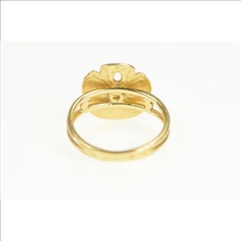 14K Sand Dollar Sea Shell Ocean Motif Yellow Gold Ring, Size 4