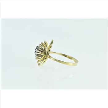 14K Sapphire Diamond Circle Vintage Statement Yellow Gold Ring, Size 6.75