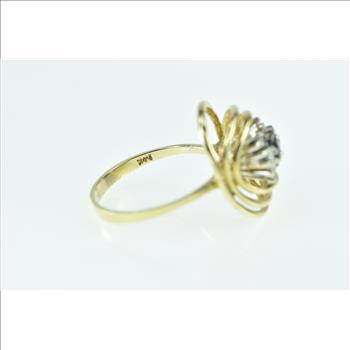 14K Sapphire Diamond Circle Vintage Statement Yellow Gold Ring, Size 6.75