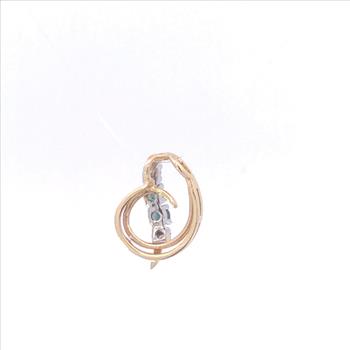 14K Sapphire Diamond Swirl Loop Letter C G Yellow Gold Pendant