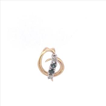 14K Sapphire Diamond Swirl Loop Letter C G Yellow Gold Pendant