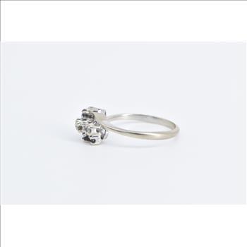 14K Sapphire Diamond Vintage Bypass Fashion White Gold Ring, Size 6.25