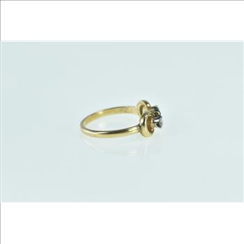 14K Sapphire Diamond Vintage Chain Statement Yellow Gold Ring, Size 4.25