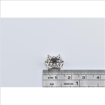 14K Sapphire Filigree Scalloped Slide Bracelet White Gold Charm/Pendant
