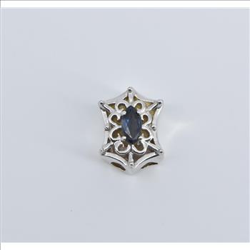 14K Sapphire Filigree Scalloped Slide Bracelet White Gold Charm/Pendant