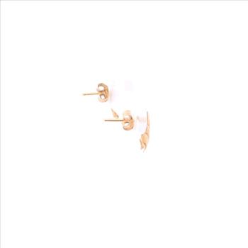 14K Scalloped Vintage Grooved Stud Yellow Gold Earrings