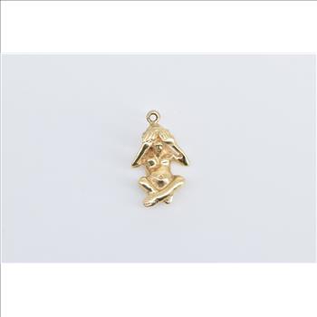 14K See No Evil Monkey Novelty 3D Symbol Yellow Gold Charm/Pendant