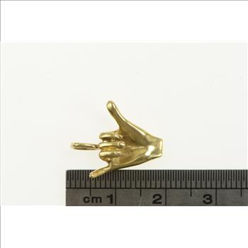 14K Shaka Sign Aloha Hang Loose Hand Gesture Yellow Gold Charm/Pendant