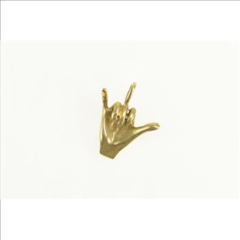 14K Shaka Sign Aloha Hang Loose Hand Gesture Yellow Gold Charm/Pendant