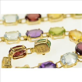 14K Sim. Amethyst Citrine Topaz Garnet Tennis Yellow Gold Bracelet 8