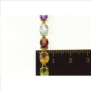 14K Sim. Amethyst Citrine Topaz Garnet Tennis Yellow Gold Bracelet 8