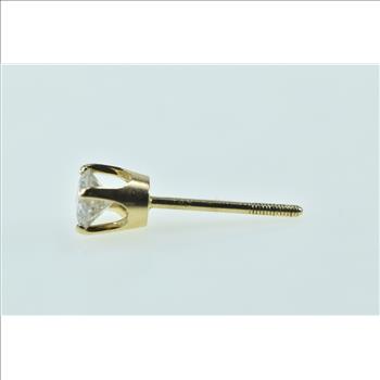 14K Single 0.18 Ct Diamond Solitaire Classic Stud Yellow Gold Earring