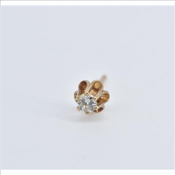 14K Single Diamond Solitaire Classic Stud Yellow Gold Earring