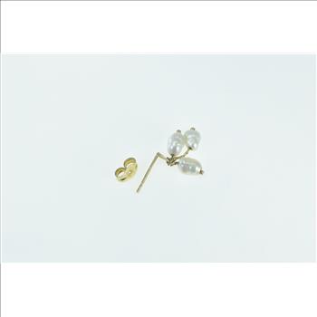 14K Single Vintage Pearl Dangle Tassel Fringe Yellow Gold Earring