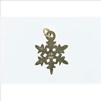 14K Snow Flake Cold Winter Weather Holiday Season Yellow Gold Charm/Pendant