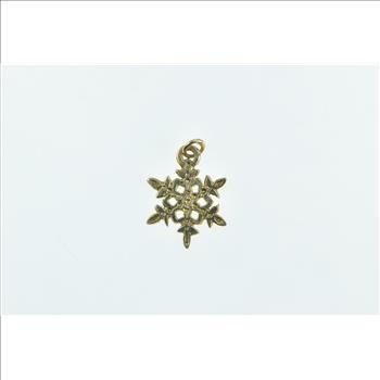 14K Snow Flake Cold Winter Weather Holiday Season Yellow Gold Charm/Pendant